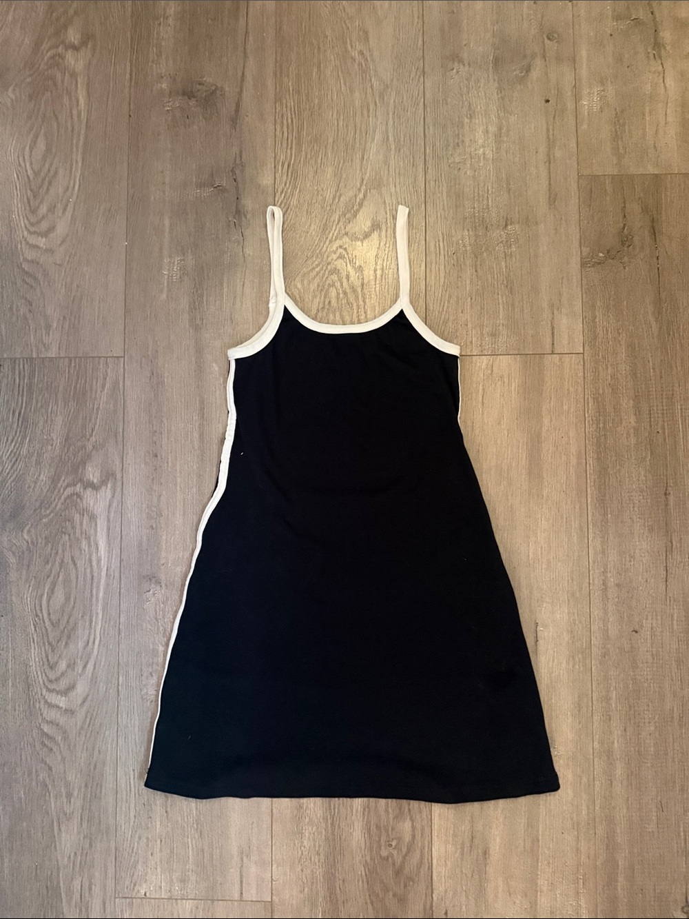 Classic Black Slip Dress with White Trim - Women's Intimates